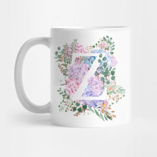 botanical monogram alphabet Z hydrangea flowers Mug